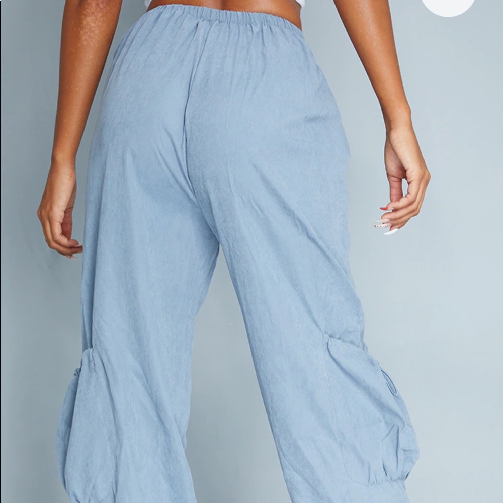 PrettyLittleThing Light Blue Cargo Track Joggers - Picture 2 of 3